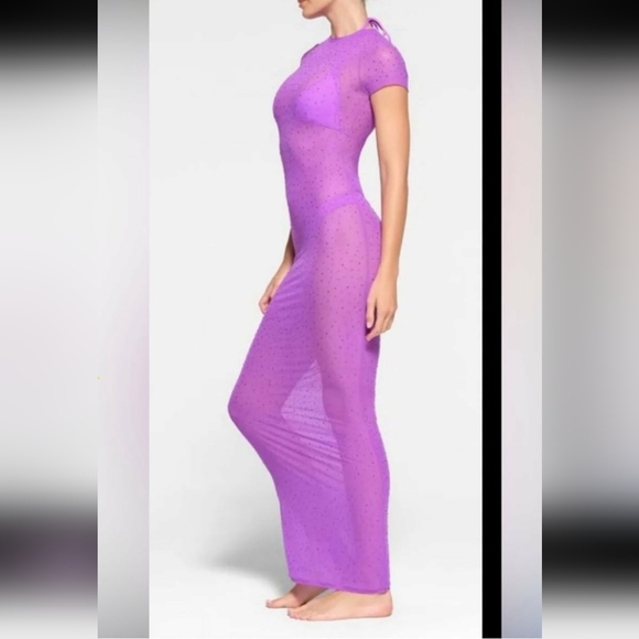 SKIMS NWOT Purple Rhinestone Swim Coverup Dress - SIZE XXS-S - Picture 2 of 5